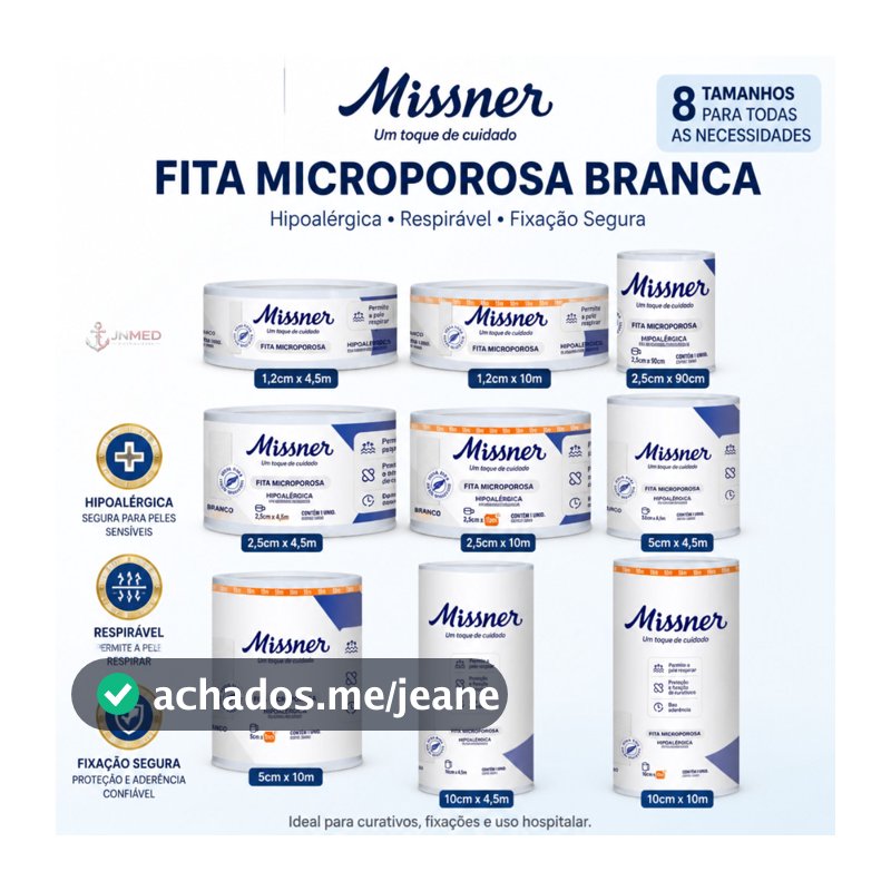 Fita Micropore Branca Curativo Fixação Hipoalergênica Missner