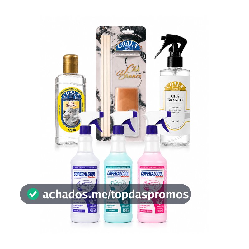 Kit Casa Cheirosa Coala Chá Branco + 3 Coperalcool Perfumados 6 Itens