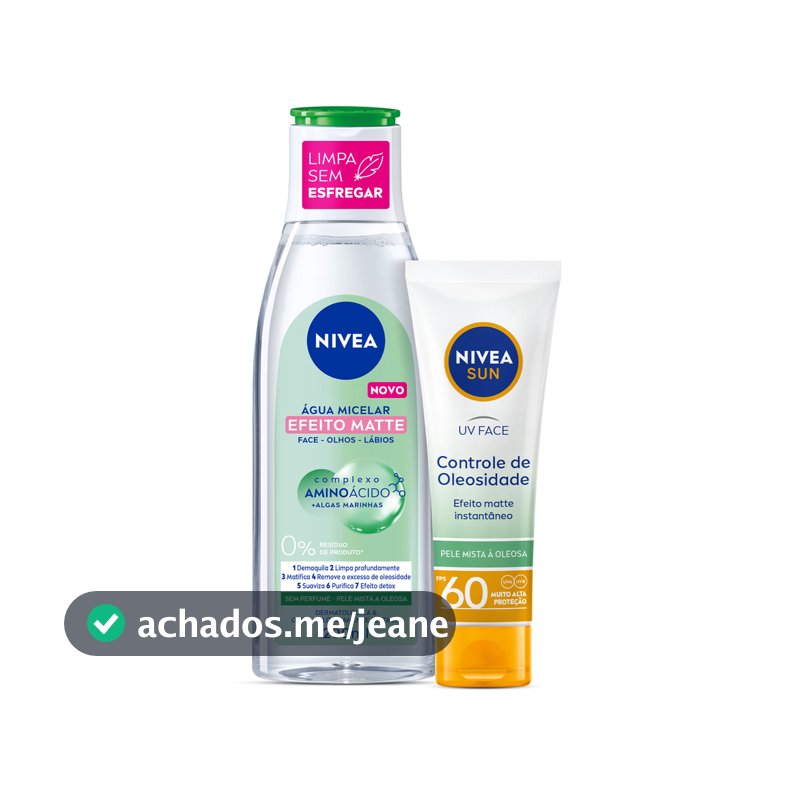NIVEA KIT Água Micelar Solução de Limpeza 7 em 1 Efeito Matte 200ml + NIVEA Sun UV Face Controle de Oleosidade FPS 60 50