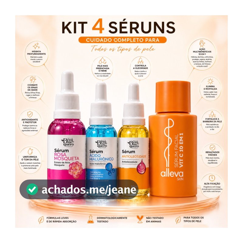Kit  4 Sérum facial , Acido hialurônico , Niacinamida , Clareador, anti Rugas, Anti olheira, PRONTA ENTREGA