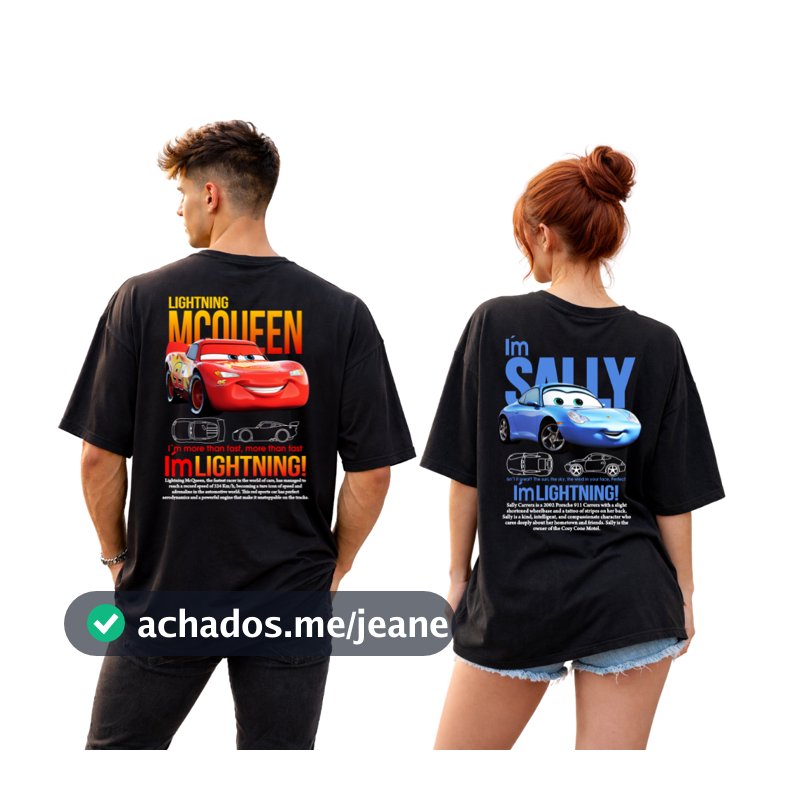 Kit 2 Camisetas Conjuntos De Casal streetwear COUPLE MCQUEEN e SALLY