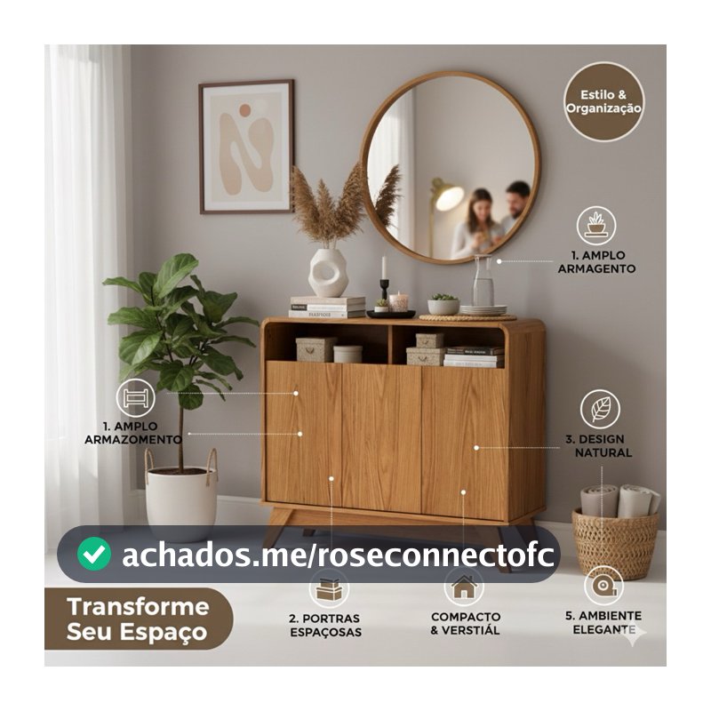 Aparador Buffet Eccos Homme 3 Portas Retrô Classico Sala de Estar - PROMOÇÃO