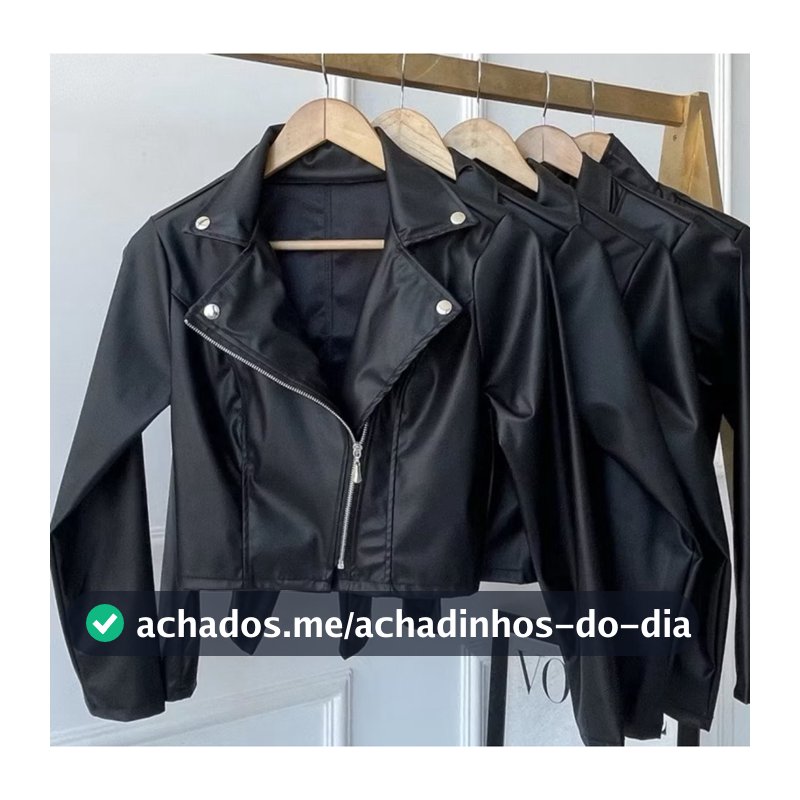 Jaqueta Couro Sintético Feminina Cropped com Zíper Moderna Estilo Biker Casual