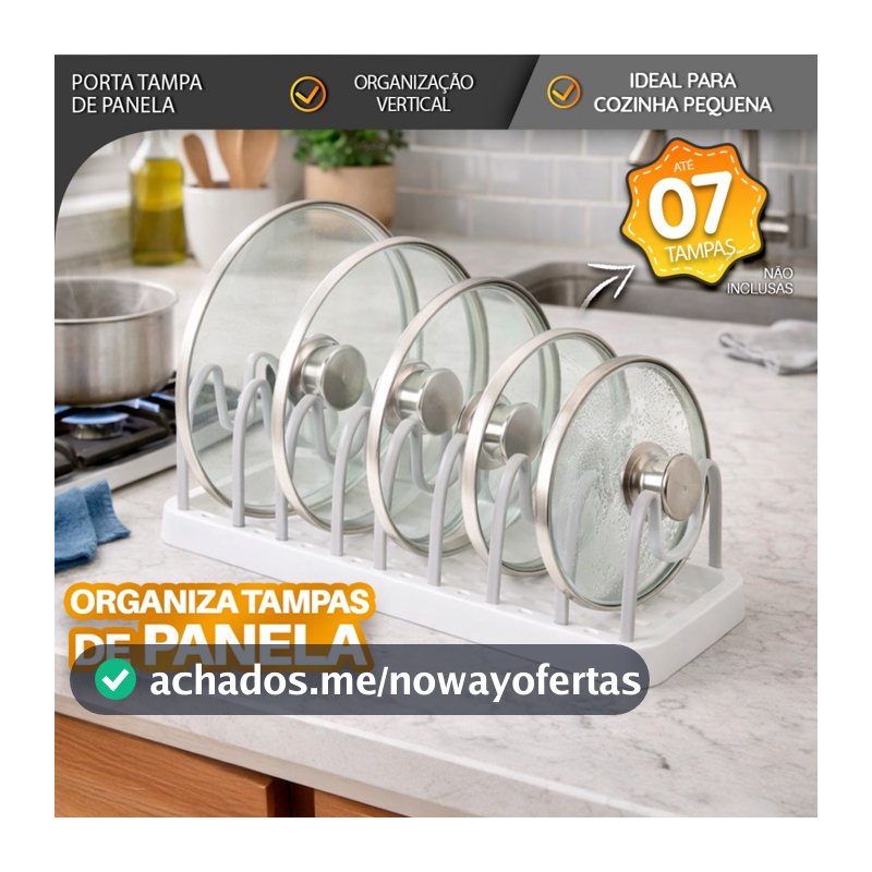 Porta Tampas de Panela Organizador Vertical para Bancada e Armário