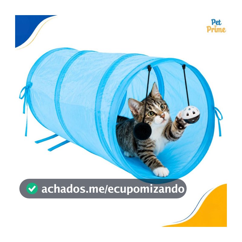 Túnel Brinquedo Gato Dobrável 40cm Poliéster Savana Pet