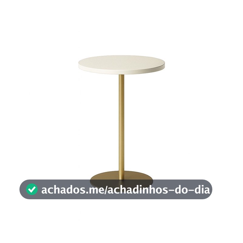 Mesa Luna Champanhe Off White Canto Apoio Lateral de Decoração