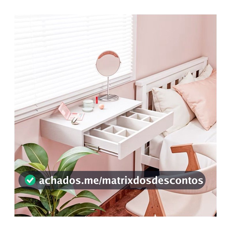 Penteadeira suspensa com divisória 60cm para maquiagem com gaveta  Camarim para quarto