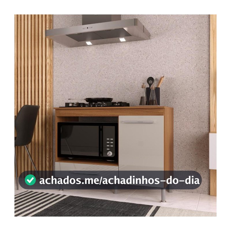 Balcão Modulado para Forno e Cooktop 105cm 1 Porta 1 Gaveta Madrid Fidelitá Freijó/Off-White