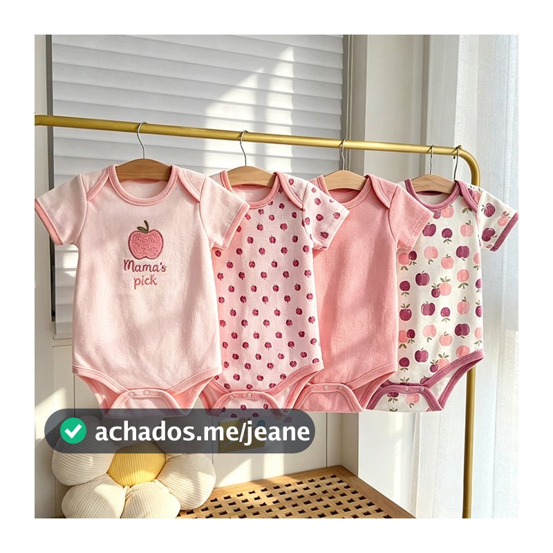 Conjunto de 4 peças de macacão para bebê 100% algodão confortável várias opções de cor série pêssego