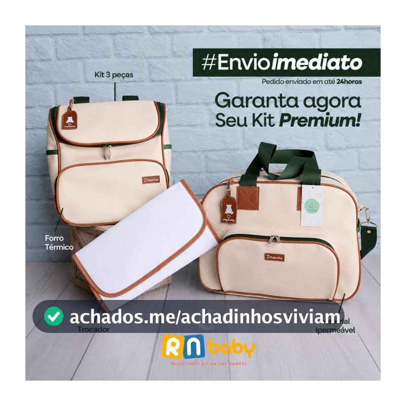 Kit Bolsa Maternidade Berlim 3 Peças Mala e Mochila  trocador Luxo Impermeável