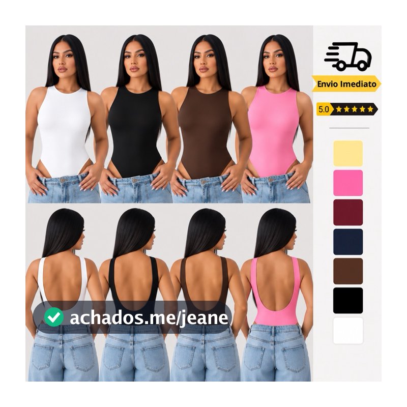 Blusa bori costas nua regata premium poliéster sem manga alça grossa moda feminina básico decote fechado