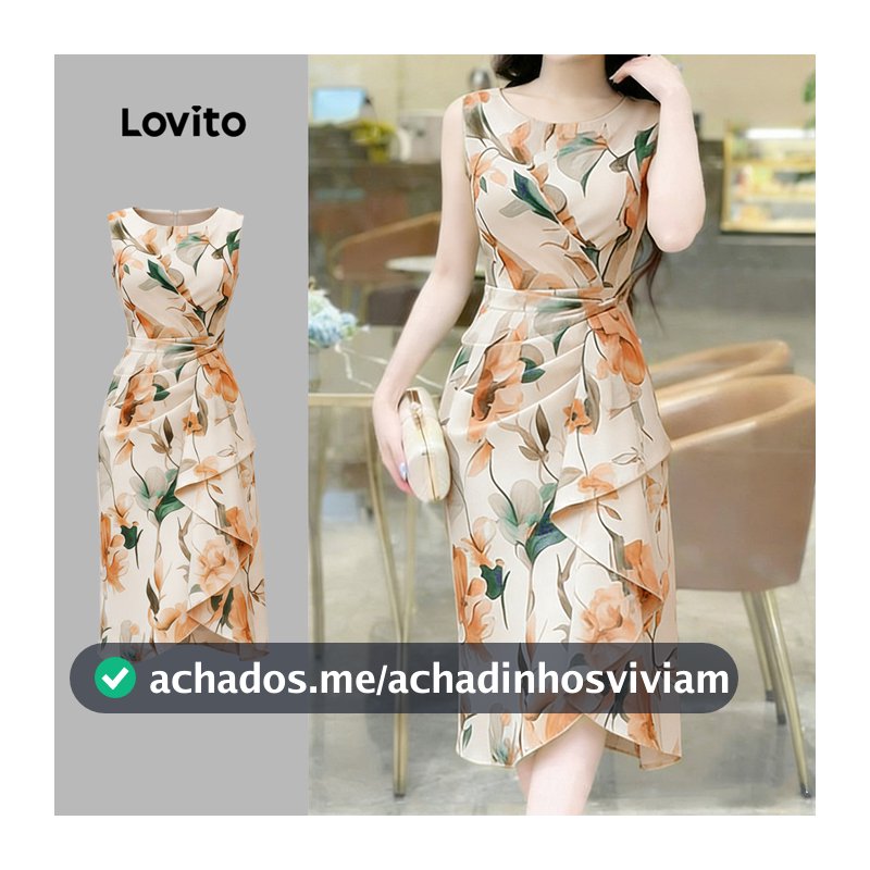 Lovito Vestido Casual com Babados Assimétrico de Primavera/verão para Mulheres L196ED941