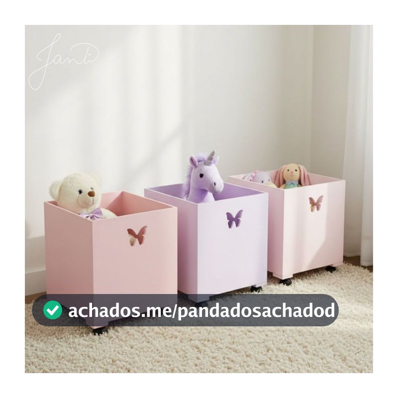 Kit 3 Caixas Organizadoras de Brinquedos Infantil Com Rodas em Mdf