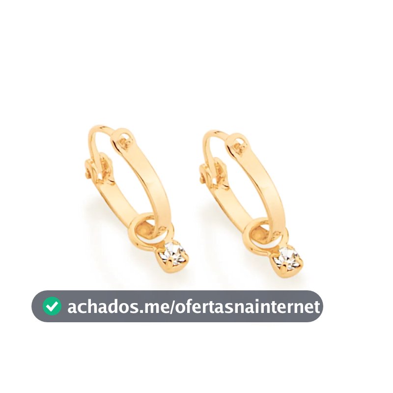 Argola Infantil Rommanel Banhada Ouro 18k Dourada Com Cristal Não Causa Alergia