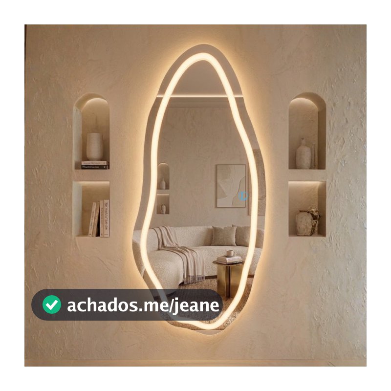 Espelho Lopazzi Vênus Led Jateado 110x50cm Polido Sem Moldura Decoração Sala Hall Corredor e Quarto