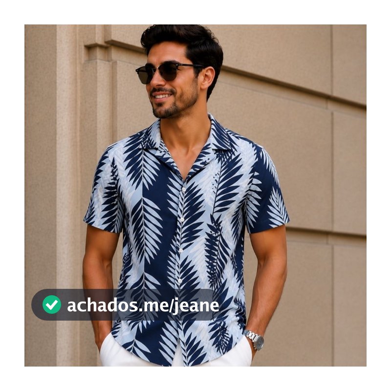 Camisas Estampadas Masculinas, Manga Curta Slim com Botões Tecido Leve, Confortável,Não Amassa...