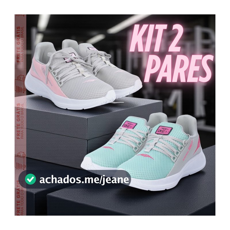 Kit 2 Pares Tênis Feminino Academia Corrida Leve Confortável Esportivo Ideal Para Treinos 38-43