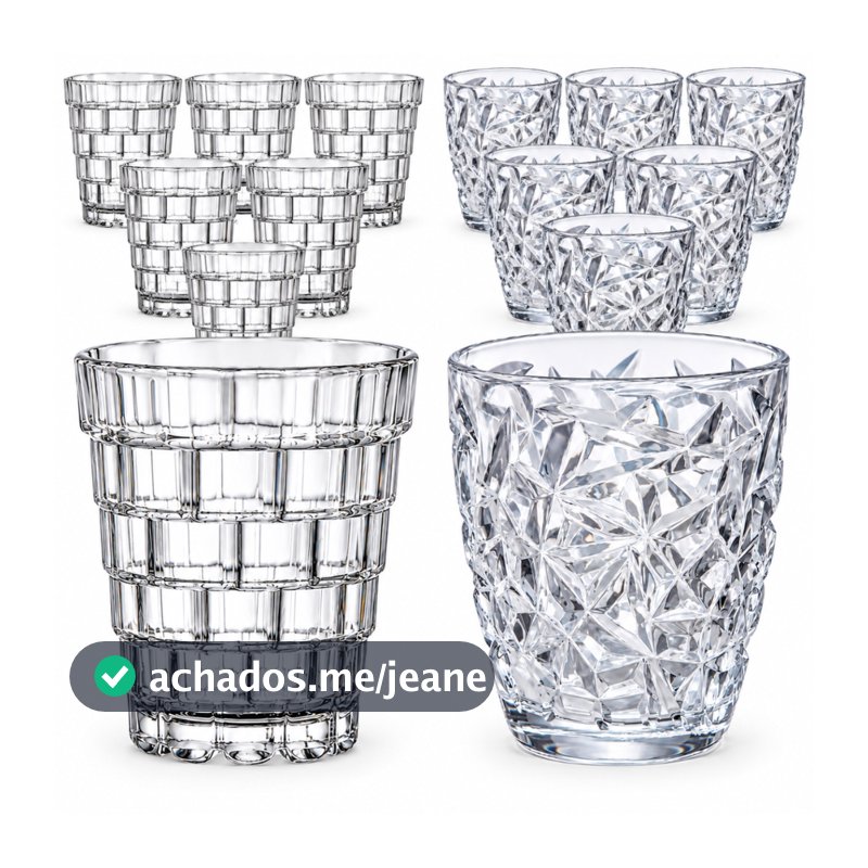 Jogo 6 Copo Vidro Piramide ou Pérola Glass 300ml Conjunto Mesa Posta Água Suco Cozinha Decoração Presente