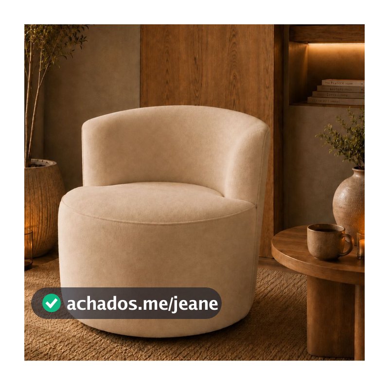 Poltrona Orgânica Sofie Confort Luxo Curvo Sala Recepção Escritório Moderno Tecido Macio Linho Bege