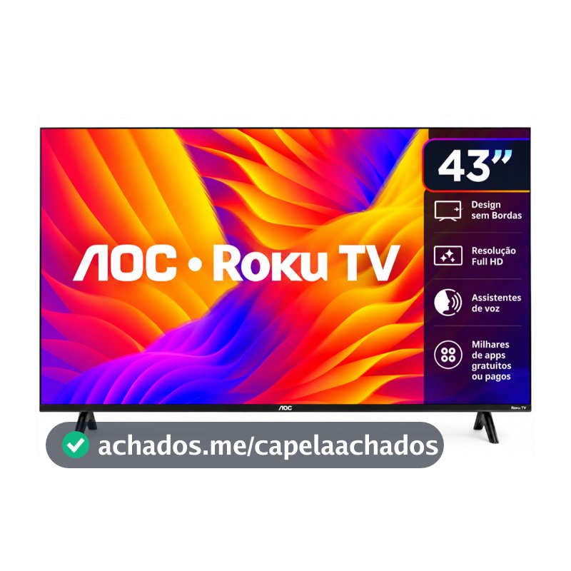 Smart TV AOC 43" Full HD LED Roku Wi-Fi USB HDMI 43S5155/78G