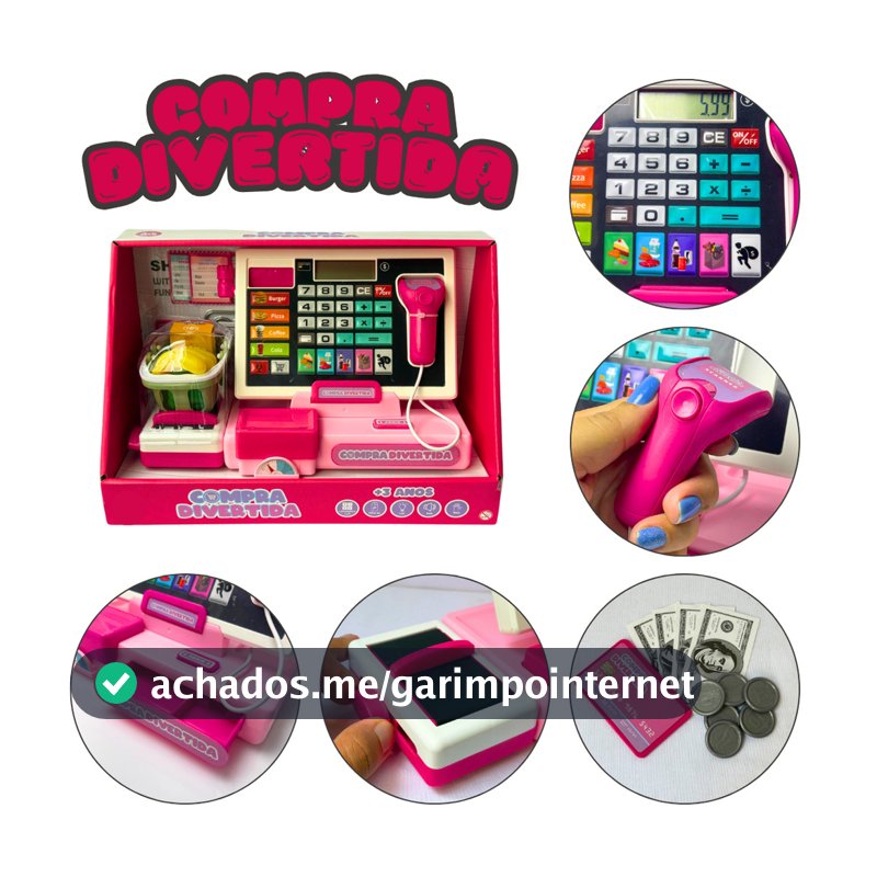 Caixa Registradora Infantil Completa Com Scanner Luz e Som Calculadora Real Brinquedo Educativo