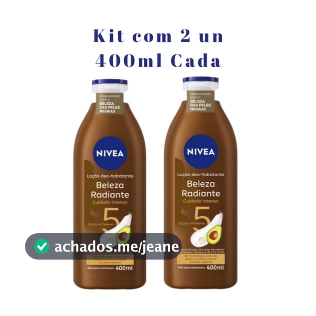 KIT com 2 und Loção Hidratante Corporal Nivea Pele Seca Beleza Radiante Pele Negra 400ml cada