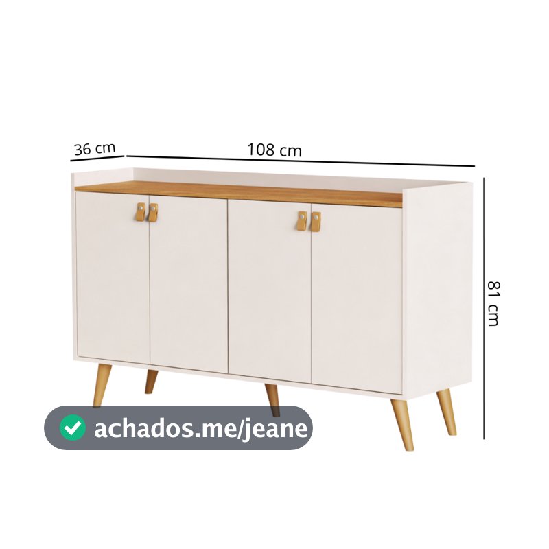 Aparador Buffet Retrô Cantinho Do Café Decoração Sala Estar 2,3,4 Portas Luana Cores Prateleira - AC