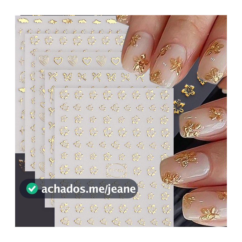 3D Flores De Ouro Folha Etiqueta Da Arte Do Prego Simples Florais Pétalas Auto Adesivo Sliders Manicure Decoração Gel De