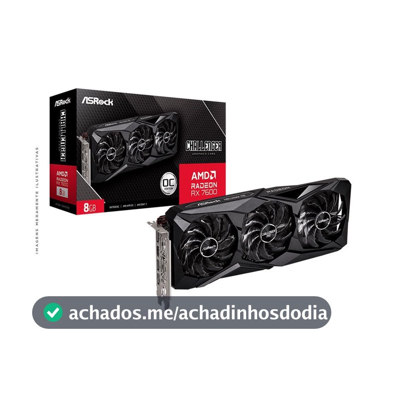 Placa de vídeo AMD Radeon ASROCK RX7600 8GB Challenger Pro OC GDDR6 128Bits 90-GA62ZZ-00UANF