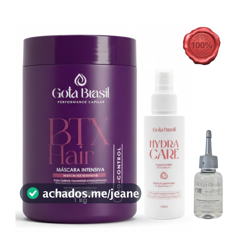 BTX Capilar Orgânico não Arde Redutor de Volume Sem Formol 1g  Protetor Térmico e Olinho Finalizador