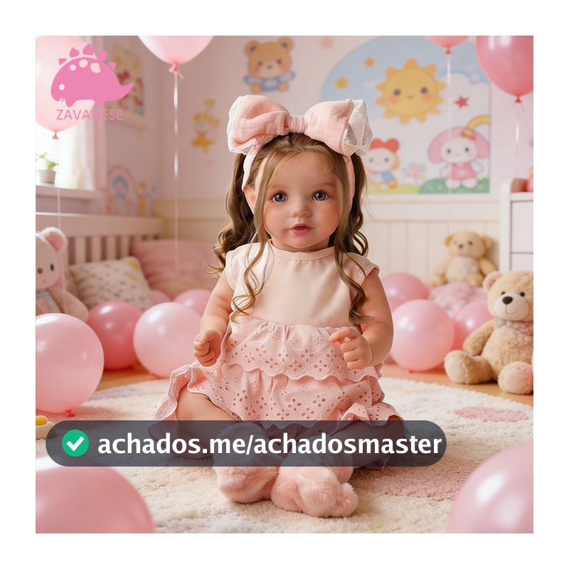 Bebê Reborn Boneca Menina 50cm Realista Silicone Macio com Vestido Rosa e Acessórios Brinquedo Infantil