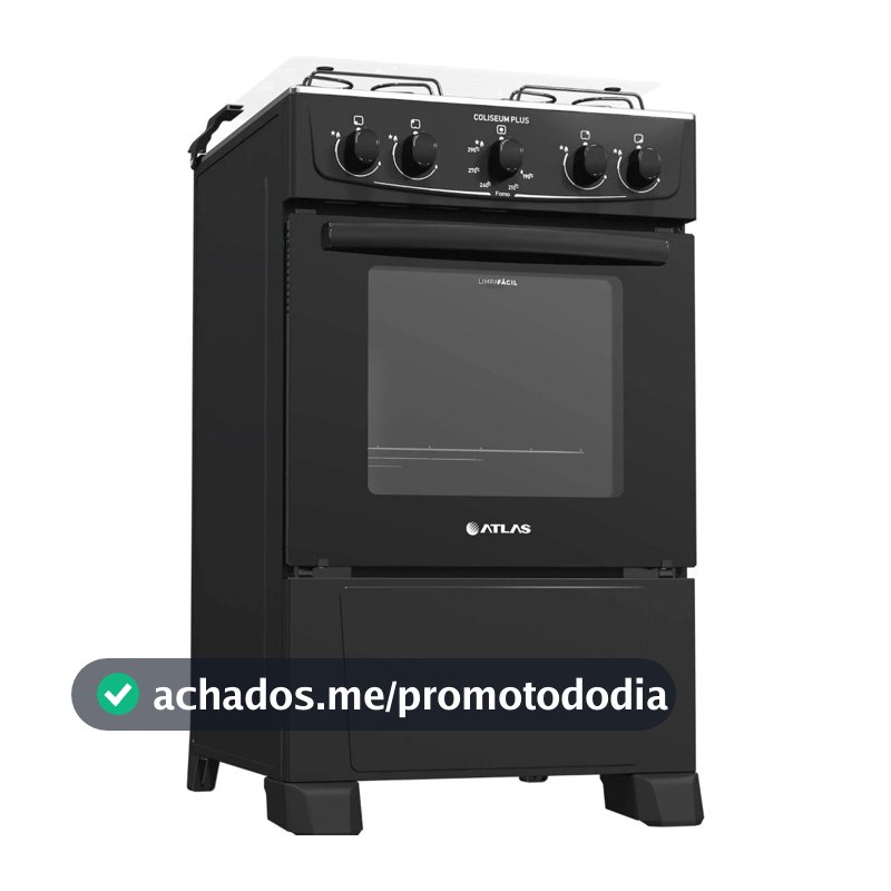 Fogão De Piso Atlas Coliseum Plus 4 Bocas Mesa Inox Forno 50 Litros