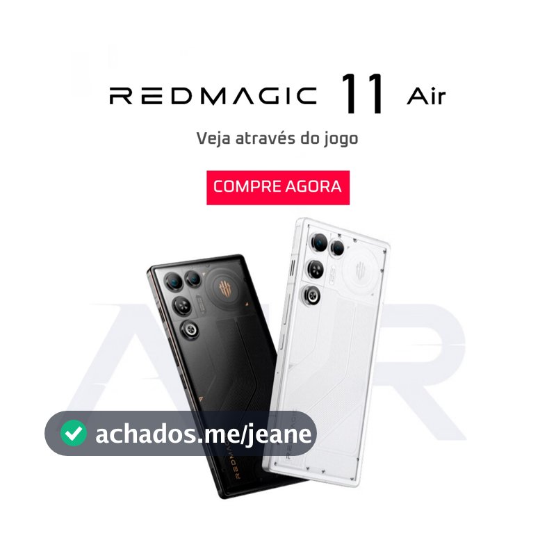 Smartphone REDMAGIC 11 Air 5G 12/16+256/512GB Snapdragon 8 Elite, tela OLED de 6,8", 144 Hz, 7000 mAh, NFC, Preto/Branco