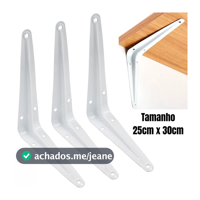 Kit 2 a 20 Suportes Mão Francesa 25 X 30 cm Para Prateleira Tábua Cantoneira Reforçada Fertak