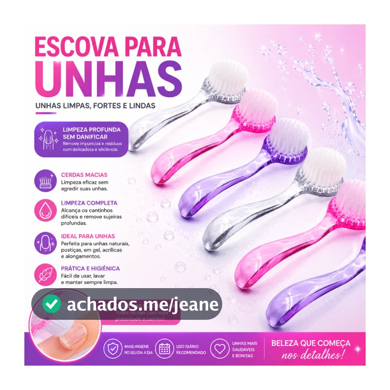 Escovinhas Acrilica Pra Limpeza De Unhas Higiene Multinacional   Envio Em Cores Aleatórias