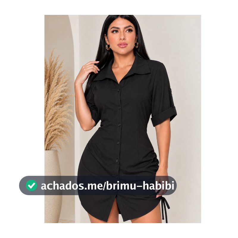 Vestido Feminino Chamise Listrado Com Amarração Lateral e Manga Dobrável Casual Elegante