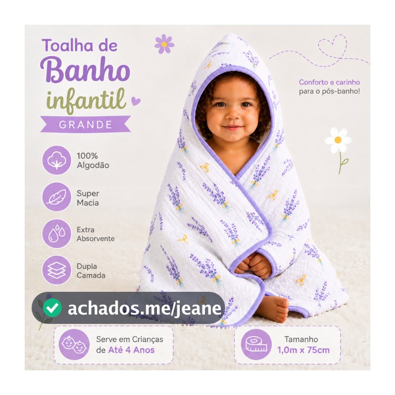 Toalha de Banho Soft Infantil Grande Com Capuz Tecido de Fralda Macia 100% Algodão Enxoval