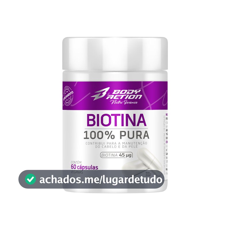 Biotina 100% Pura 45mcg 60 Cápsulas Bodyaction