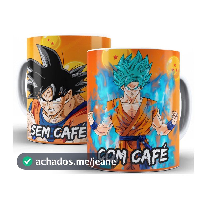 Caneca Goku Dragon Ball Com Café Sem Café - Promoção 325 Ml