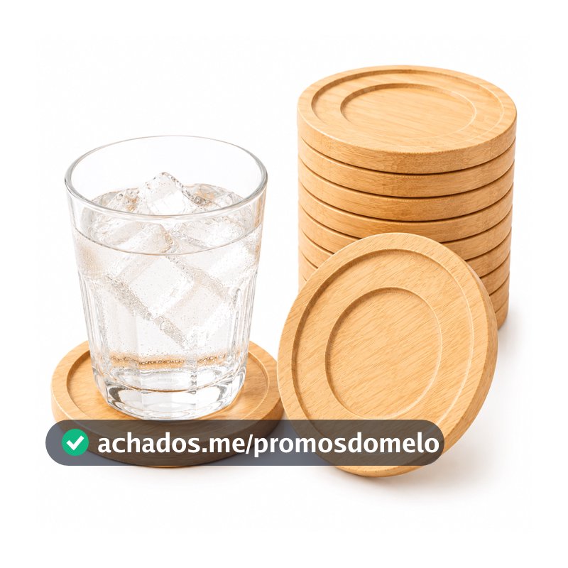 Porta Copos Bambu Redondo Suporte para Copo Kit Unidades Mesa Cozinha Descando Copo