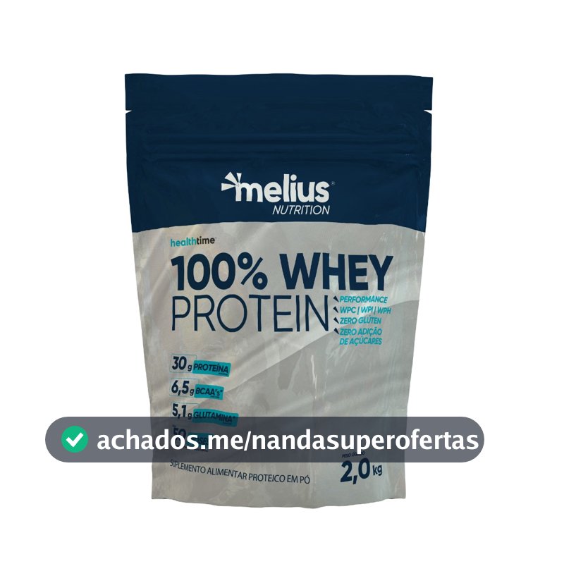 Whey Protein 100% 2kg Health Time - 30g de Proteínas por porção