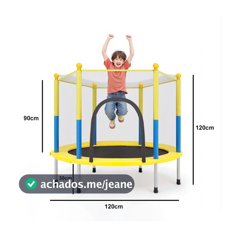 👍 Trampolim Cama Elástica Capacidade de 250kg Rede de Proteção PE Reforçada  36 Molas Tambor  Diversão  Toda a Família