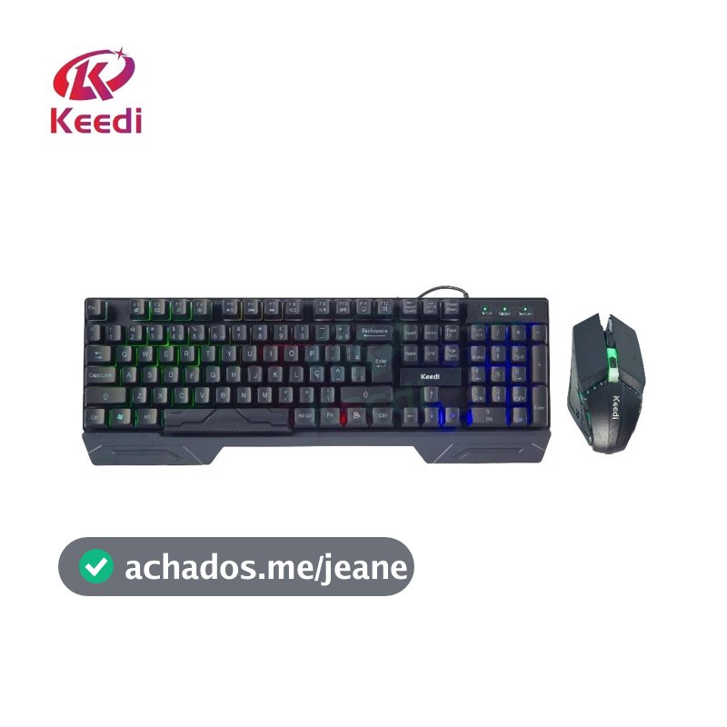 Kit Teclado Mouse com Fio Gamer RGB Keedi TEC808