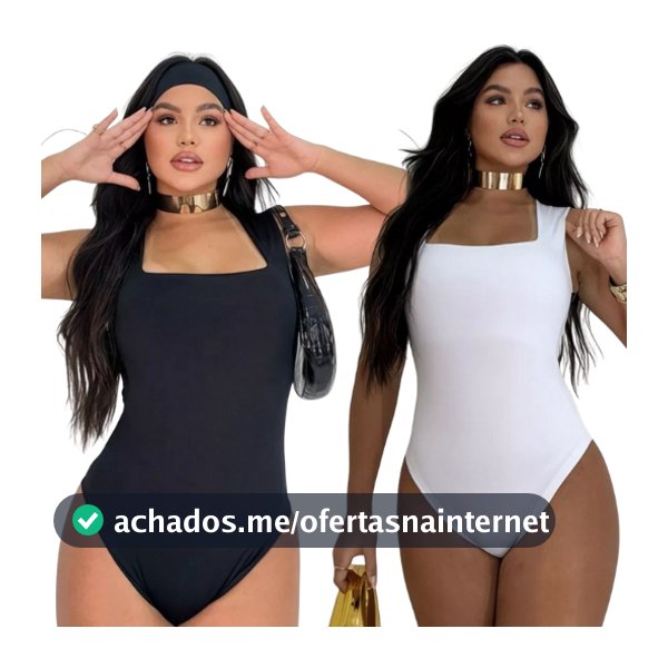 Kit 2 Body Feminino Decote Quadrado Alças Grossas Casual Elegante