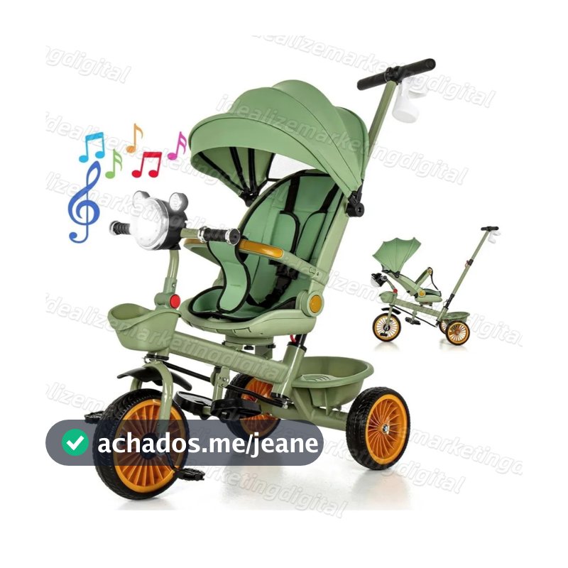 Triciclo Infantil 9 Em 1 Com Assento Giratório 360° E Reclinável, Barra De Empurrar Transformável E Conversível