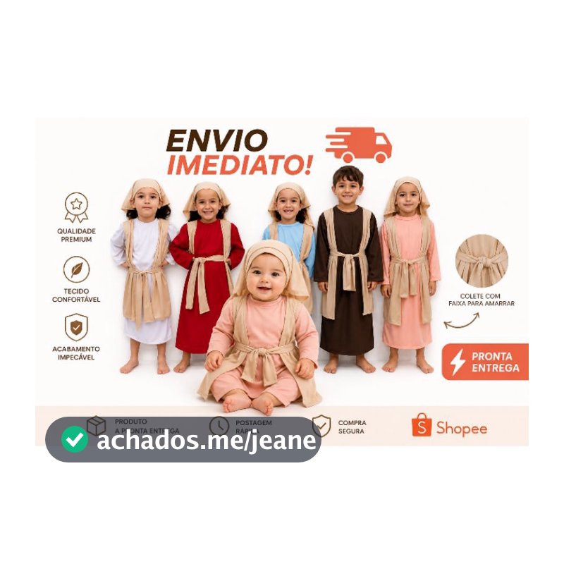 Fantasias de Personagens Bíblicos unissex de SAMUEL E SARA  para bebês e crianças pequenas