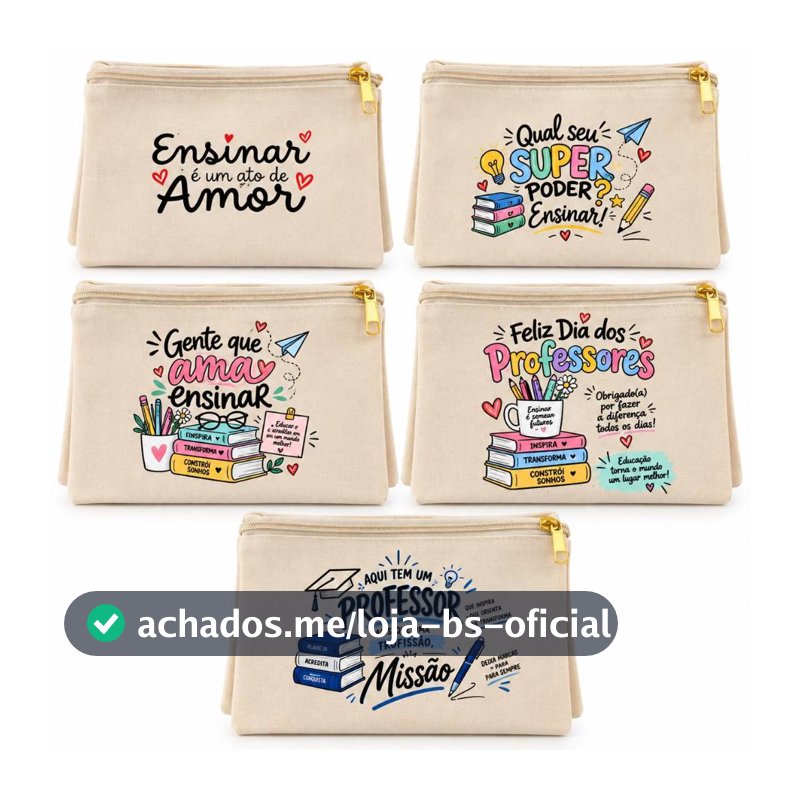 Necessaire Algodão Cru Dia dos Professores 15x20/ Lembrança/ Brinde/Presente
