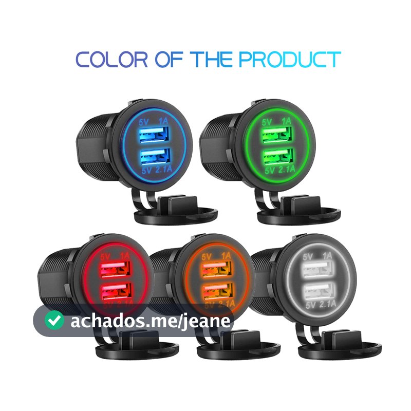 Carregador Duplo USB Para Carro 5V 3.1A 12V Com Painel Adaptador De Energia À Prova D'água Tomada Motocicleta De Barco Veículos