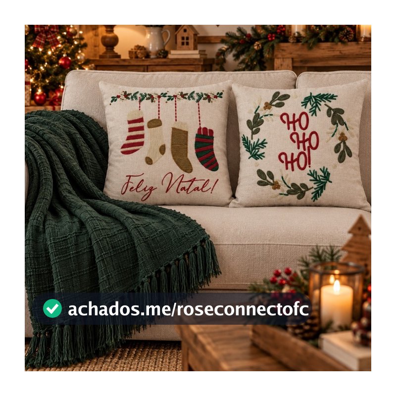 Kit 2 capas natalinas + manta algodão natal decorativo luxo 120x180cm decoração Natal sofá cama poltrona Verde Vermelho