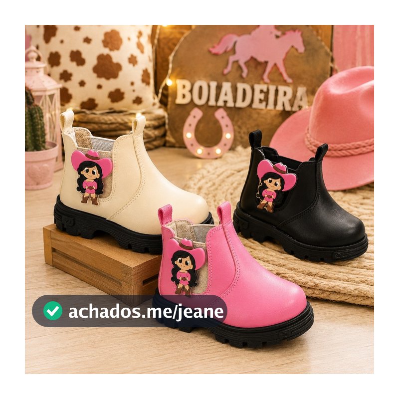 Bota Infantil Menina Boiadeira Botinha Tratorada Leve Confortável Dia das Crianças Macia Promoção